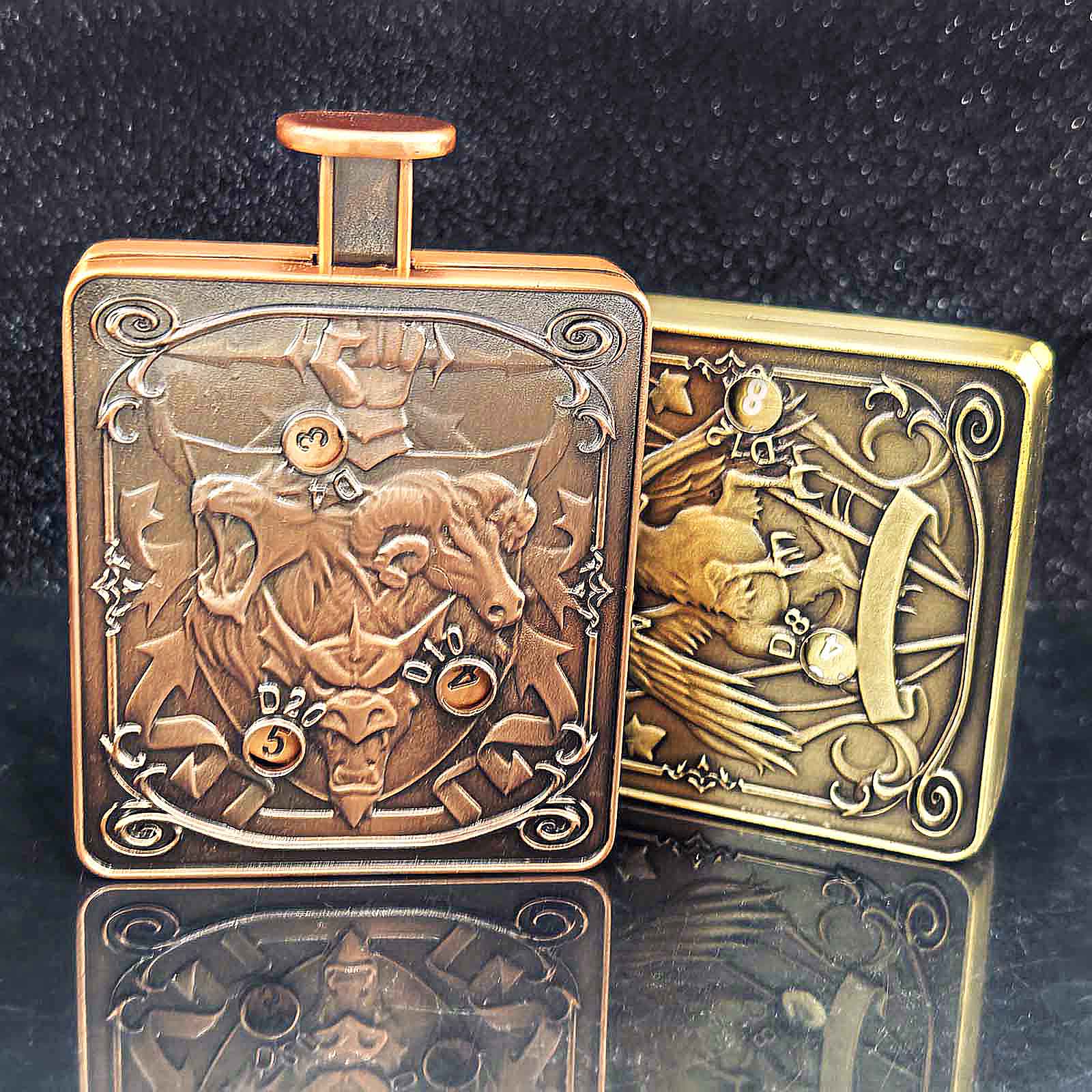 Wyvern 7 in 1 Button Presser Spinning D&D Metal Dice Bottle Roulette Game - Dice of Dragons