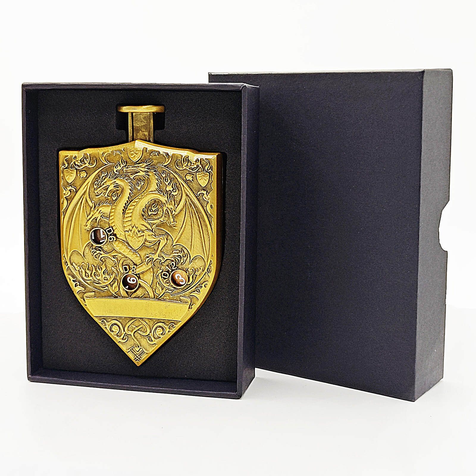 Wyvern Dragon 7 in 1 Button Presser Spinning D&D Metal Dice Shield Roulette Game