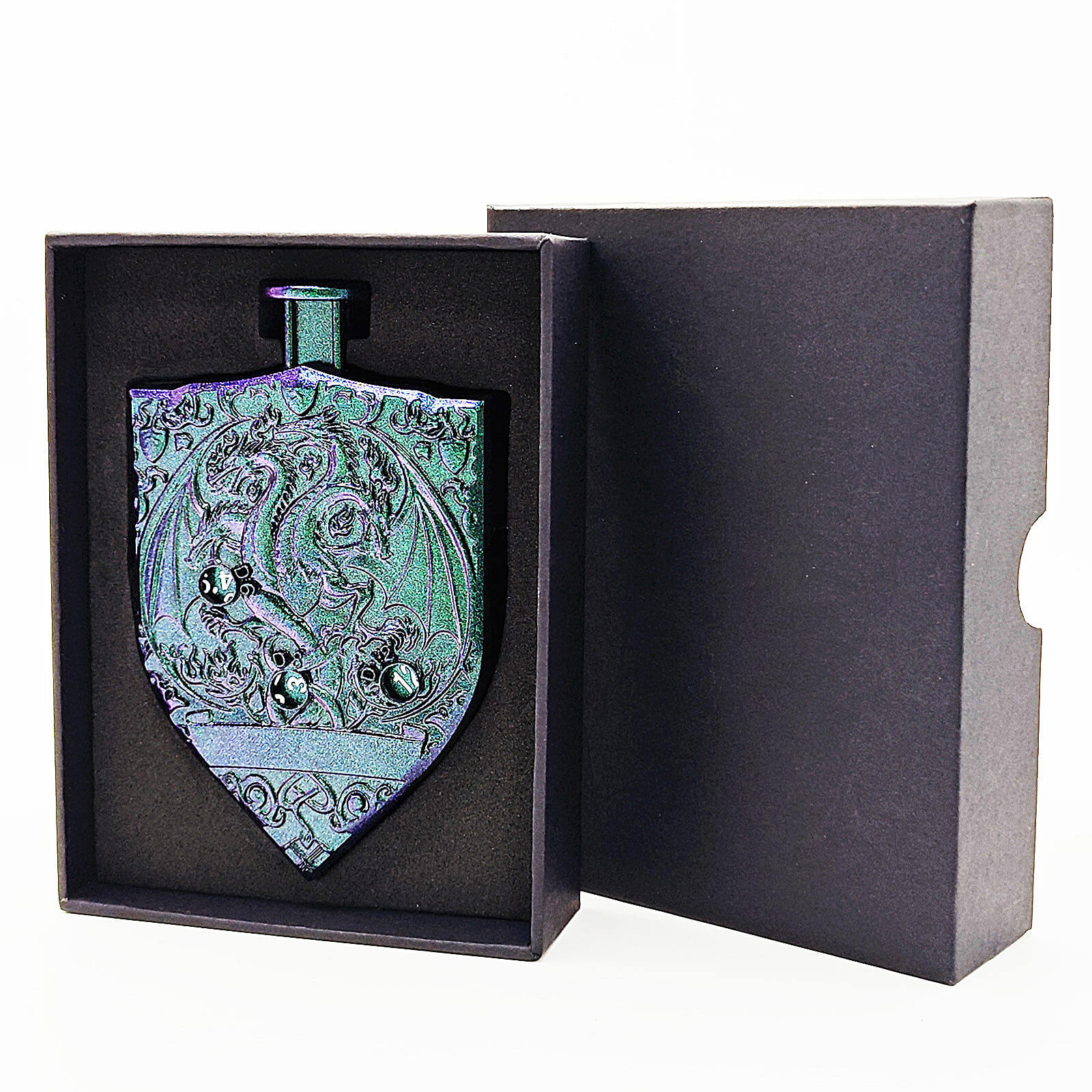 Wyvern Dragon 7 in 1 Button Presser Spinning D&D Metal Dice Shield Roulette Game