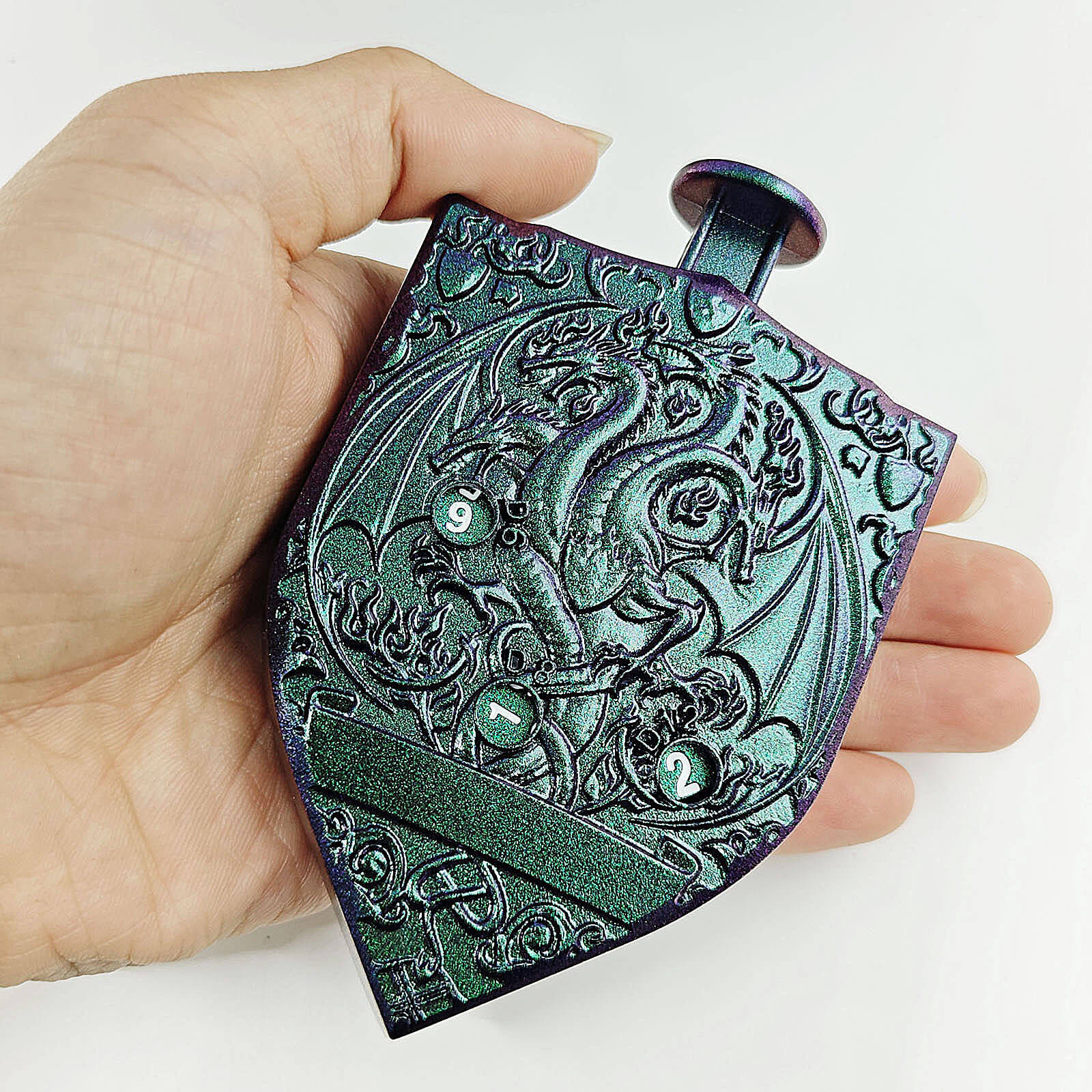 Wyvern Dragon 7 in 1 Button Presser Spinning D&D Metal Dice Shield Roulette Game