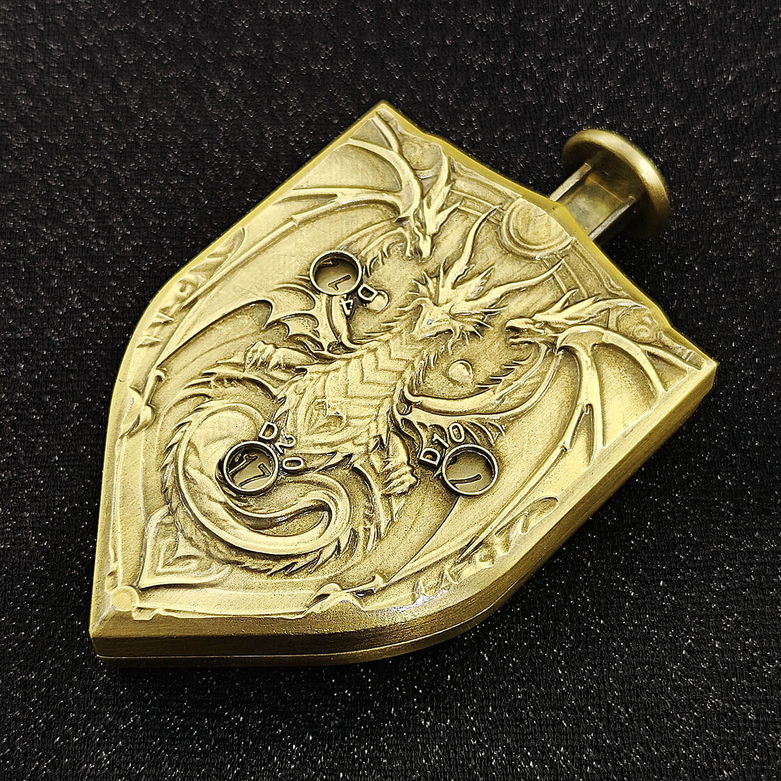 Wyvern Dragon 7 in 1 Button Presser Spinning D&D Metal Dice Shield Roulette Game