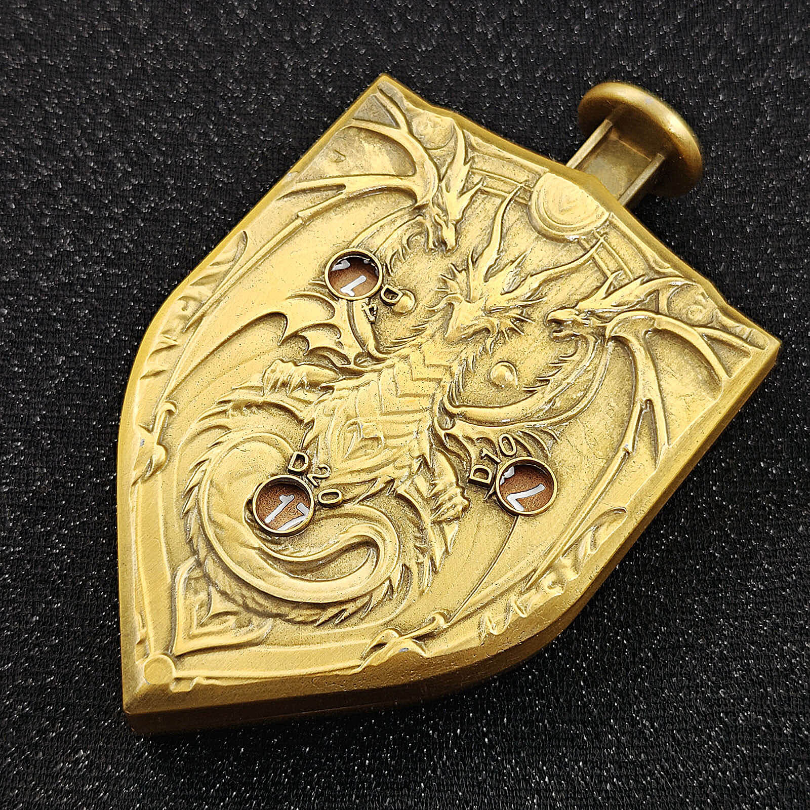 Wyvern Dragon 7 in 1 Button Presser Spinning D&D Metal Dice Shield Roulette Game